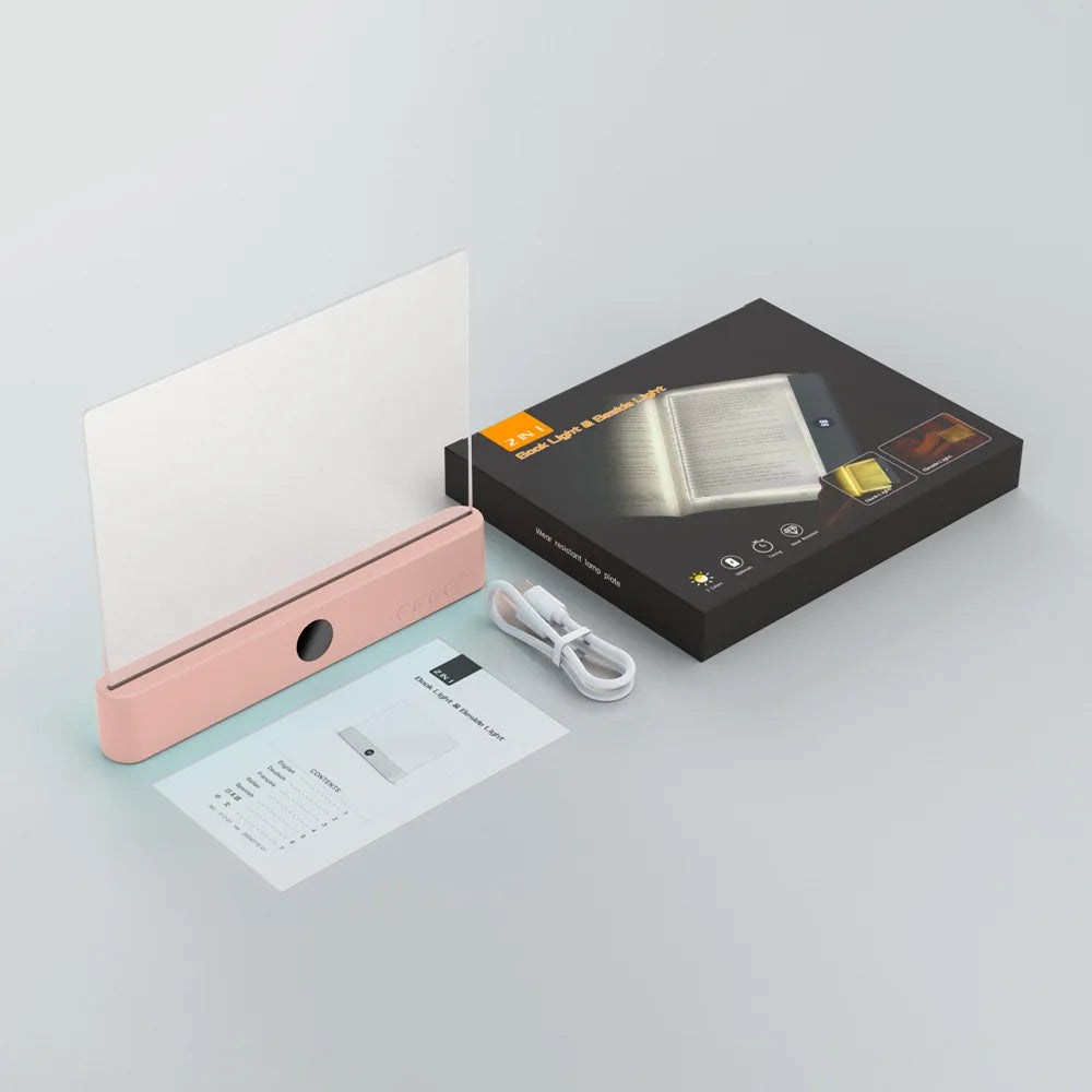 Smart Led Reading Light, Book Lights at Night, Rechargeable Clear Flat Reading Lights with 3 Colors & Timer, Eye-Friendly Glow