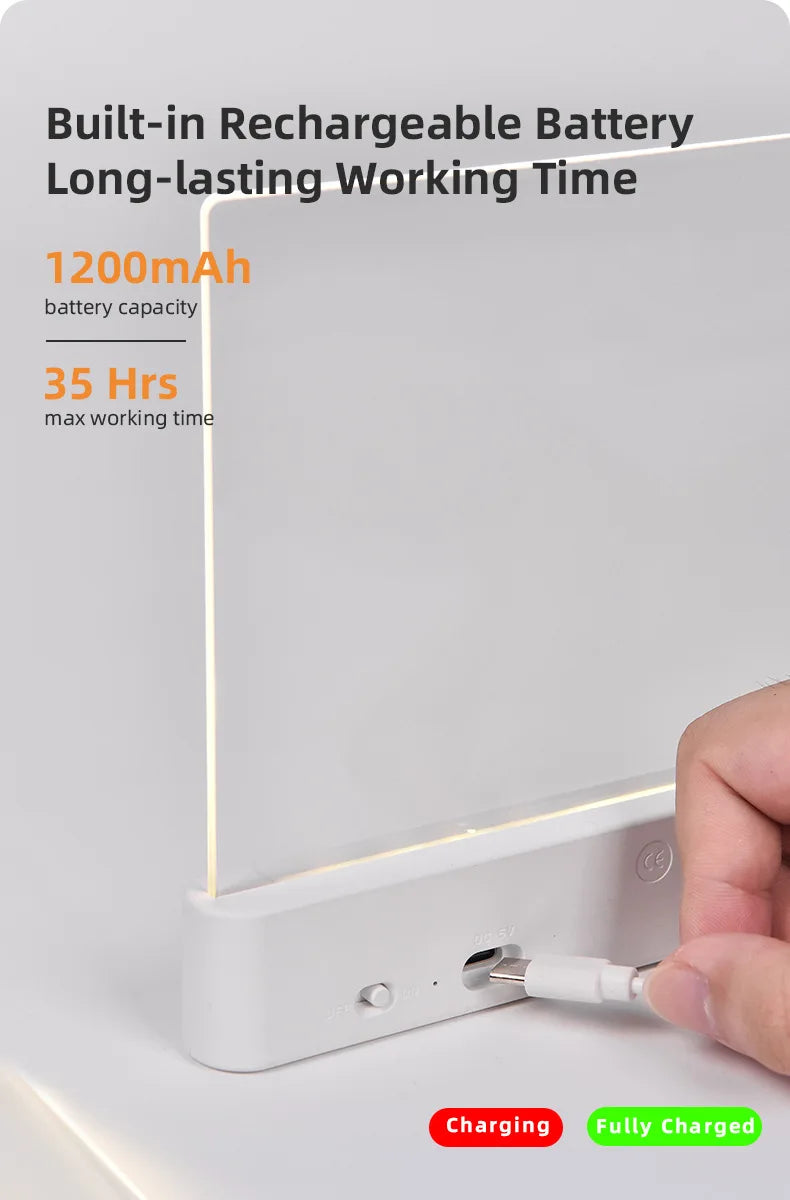 Smart Led Reading Light, Book Lights at Night, Rechargeable Clear Flat Reading Lights with 3 Colors & Timer, Eye-Friendly Glow