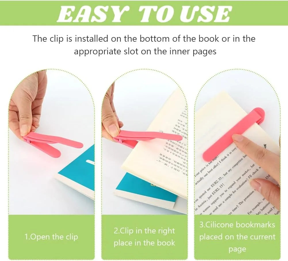 Silicone Bookmark Clips Buckle Clamp Notebook Book Markers Page Divider Book Accessories for Reading