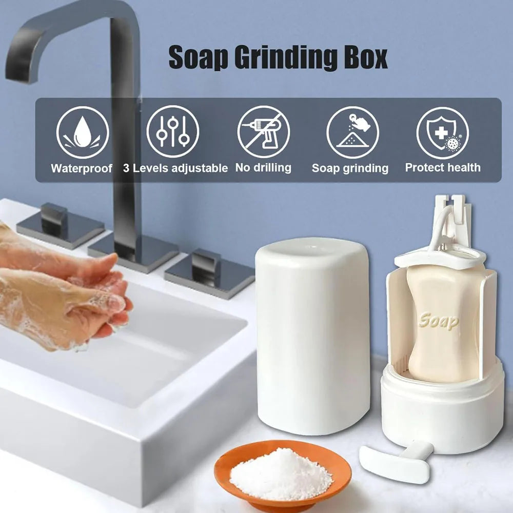 Soap Grinder for Bar Soap Wall-Mounted, No Drilling Waterproof Soap Container Cheese Grinder for Travel Kitchen Bathroom